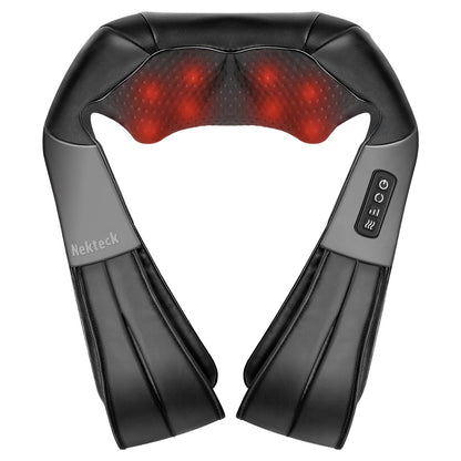 Nekteck Shiatsu Back Neck Massager,2026 Upgraded 3D Back Shoulder Kneading Massage Pillow, Deep Kneading Shoulder Massager with Heat, Waist Massage Pillow for Home Car and Office Use (NOT Cordless) 🍁 All In One Marketplace Canada