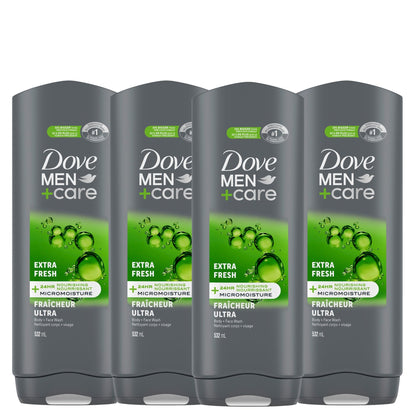 Dove Men+Care Body and Face Wash, with 24-hour Nourishing Micromoisture for Healthy & Smooth Skin, Extra Fresh, Men's Body Wash, 532ml 🍁 All In One Marketplace Canada