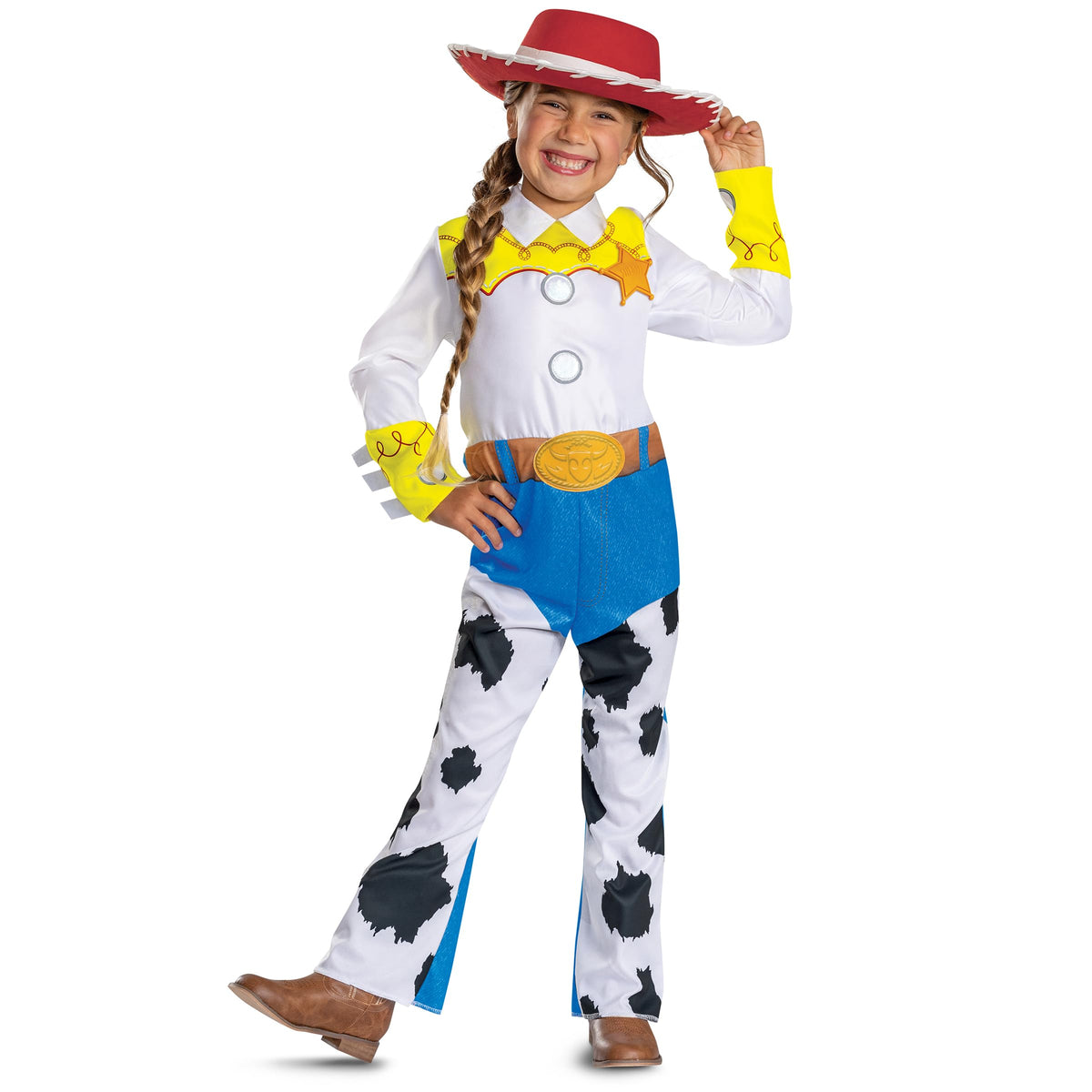 Disney Toy Story Sheriff Jessie Costume for Kids, Official Toy Story 5 Halloween Dress Up Outfit, Size (4-6x)