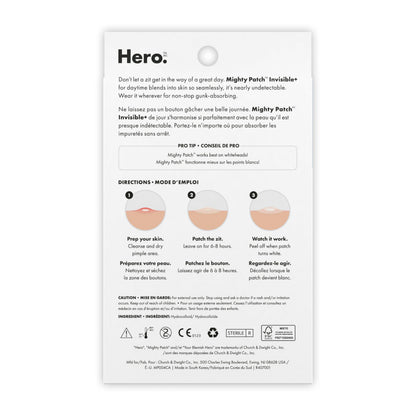 Hero Cosmetics Mighty Patch Invisible+ – Barely-there Hydrocolloid Patch for Pimples on the Face, Day-time Patches for Sensitive Skin, 39 Count 🍁 All In One Marketplace Canada