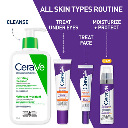 CeraVe Skin Renewing Vitamin C Eye Cream for Dark Circles & Fine Lines with 5% Pure Vitamin C, Hyaluronic Acid, & Caffeine, Hydrating & Brightening Anti-Aging Eye Treatment, Fragrance-Free, 15mL 🍁 All In One Marketplace Canada