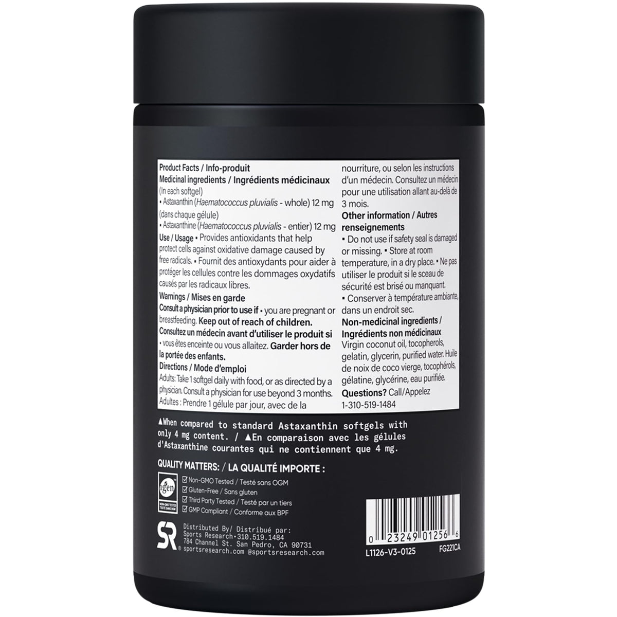 Sports Research® Triple Strength Astaxanthin Supplement from Algae w/Organic Coconut Oil - Natural Support for Skin & Eye Health - Non-GMO & Gluten Free - 12mg, 60 Softgels - 2 Month Supply 🍁 All In One Marketplace Canada
