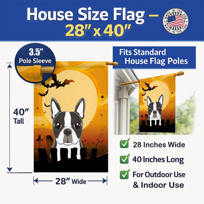 Caroline's Treasures BB1761CHF Halloween Boston Terrier Canvas House Size Flag, Multicolor, Large