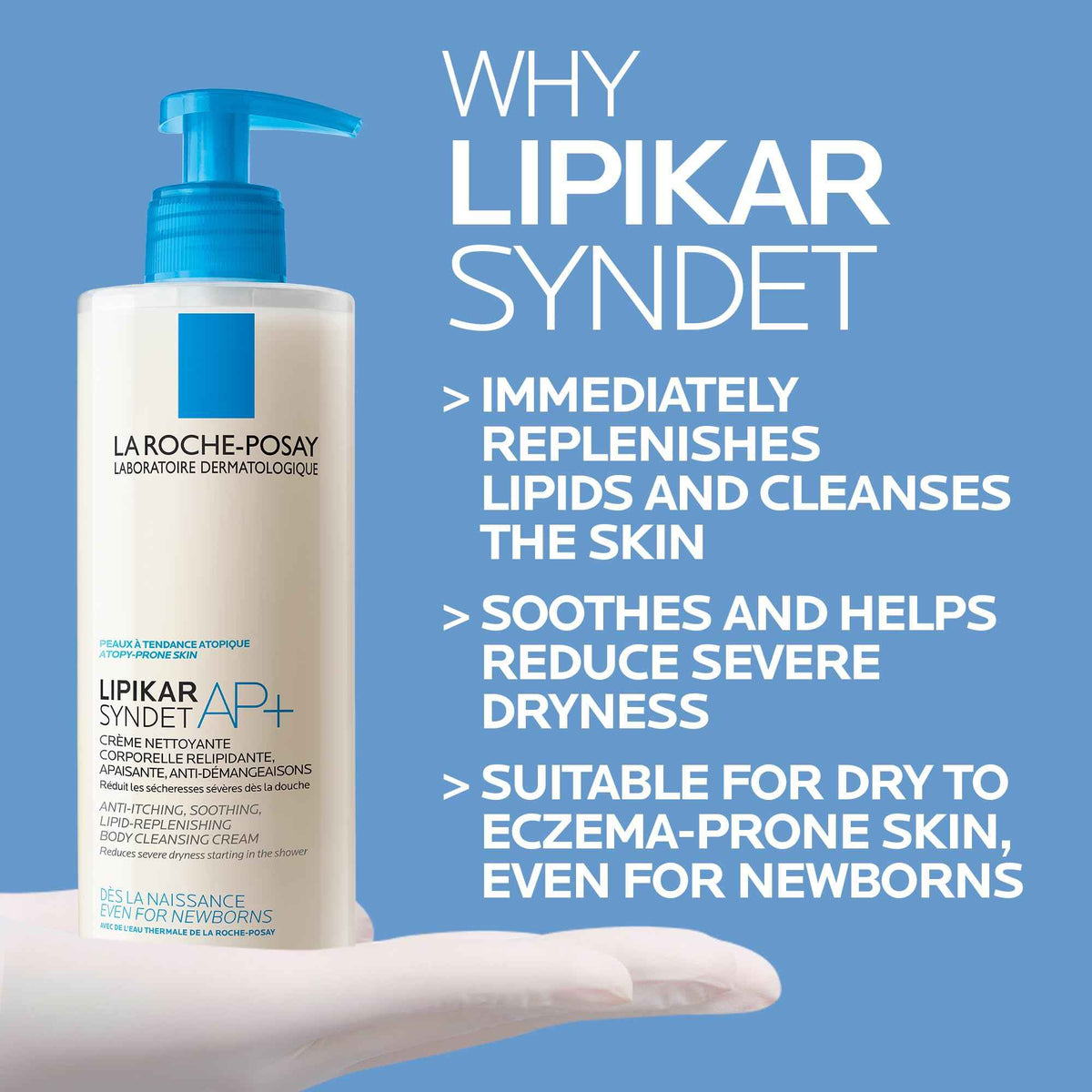 La Roche-Posay Body Wash, Lipikar Syndet AP+ Anti-Itch Body Wash For Eczema-prone Skin with Shea Butter & Niacinamide, Fragrance Free, Suitable for Sensitive Skin, 400ml 🍁 All In One Marketplace Canada