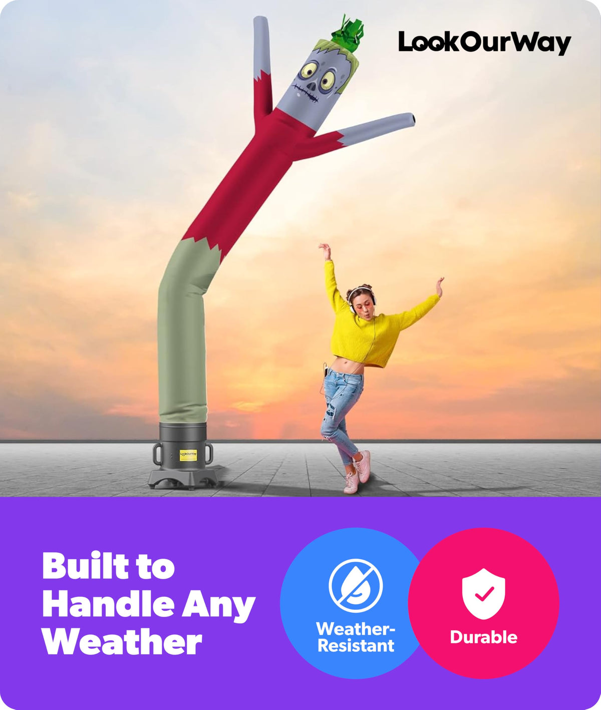 LookOurWay 10ft Monster Air Dancers Inflatable Tube Man Attachment | Halloween Inflatables Outdoor Decoration | Wacky Waving Halloween Blow Up for Yard Display or Business (Blower Not Included)