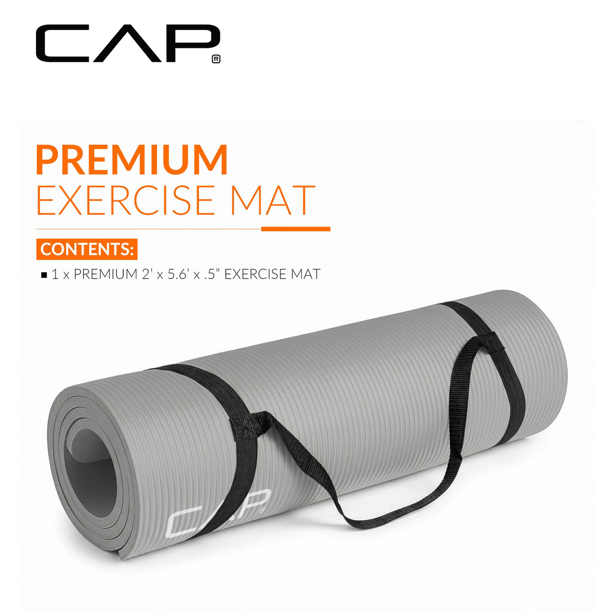 CAP Barbell High Density Exercise Mat with strap, 68"x24" 12mm - Gray 🍁 All In One Marketplace Canada