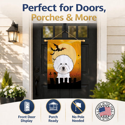Caroline's Treasures BB1775CHF Halloween Bichon Frise Canvas House Size Flag, Multicolor, Large