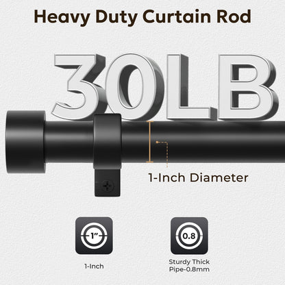 Zeerobee Curtain Rods for Windows 48 to 84, 1 Inch Black Heavy Duty Drapery Rods with Adjustable Length, Outdoor Modern Curtain Pole with Simple End Caps, 32"-86", Black 🍁 All In One Marketplace Canada
