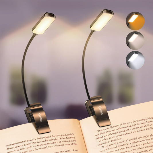 Gritin 9 LED Rechargeable Book Light for Reading in Bed-Eye Caring 3 Color Temperatures,Stepless Dimming Brightness,80 Hrs Runtime Small Lightweight Clip on Book Light for Reading,Studying-Black 🍁 All In One Marketplace Canada