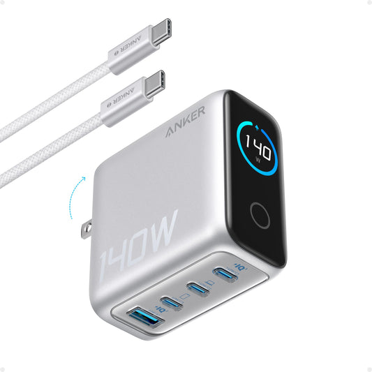 Anker Laptop Charger, 140W MAX USB C Charger, 4-Port Multi-Device Fast Charging, Advanced GaN Power Adapter, Intuitive Touch Controls, for MacBook, iPhone 17/16 Series, Samsung Galaxy, Pixel, and More 🍁 All In One Marketplace Canada