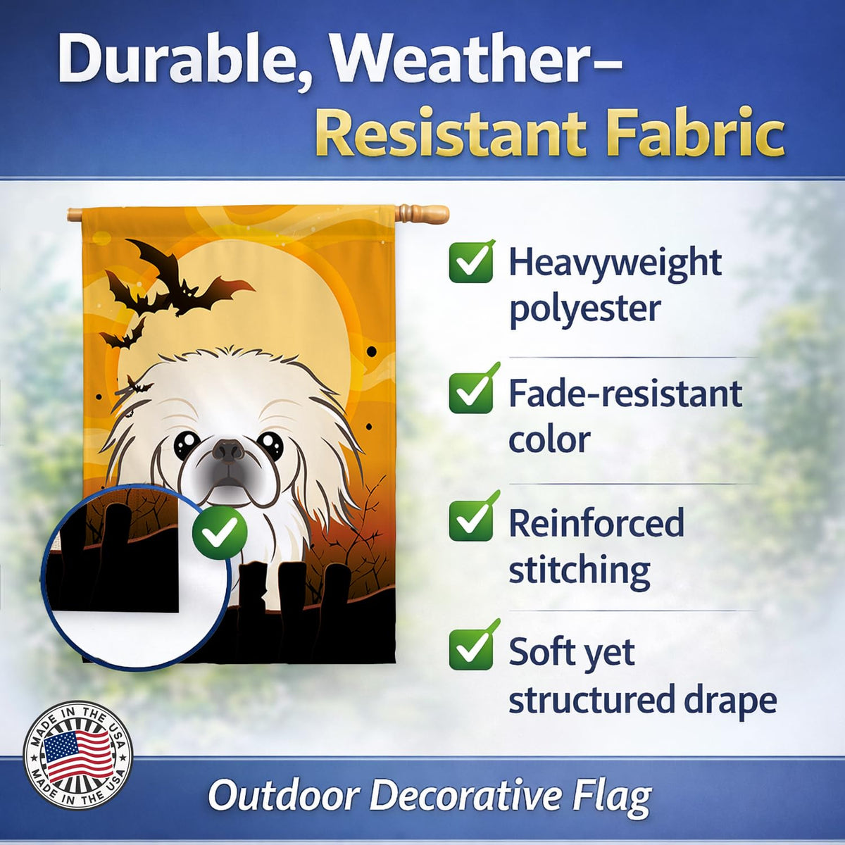 Caroline's Treasures BB1779CHF Halloween Pekingese Canvas House Size Flag, Multicolor, Large