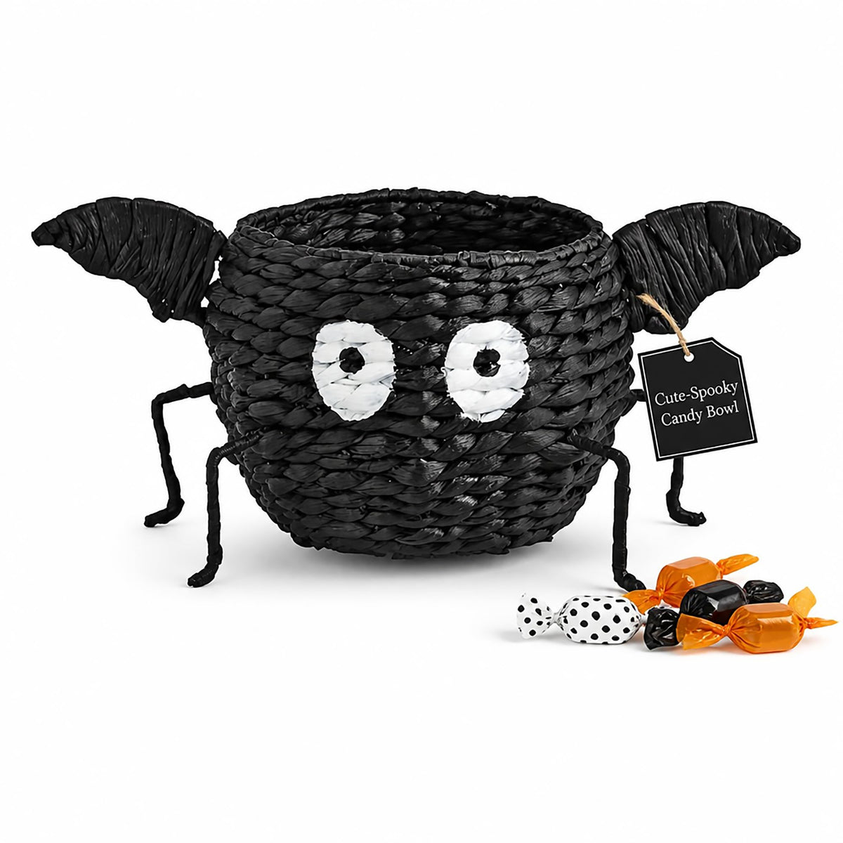Mud Pie Halloween Bat Candy Bowl, Footed Hyacinth Serving Bowl