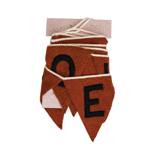 Creative Co-Op 72"L Handmade Wool Felt Pennant Banner "Happy Halloween", Orange Color & Black