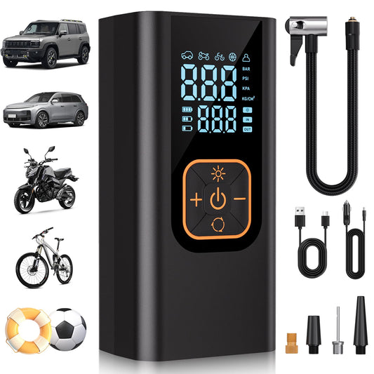 QKMPOM 180PSI Tire Inflator Portable Air Compressor, 6X Faster Air Pump for Car Tires with Digital Pressure Gauge, 12V DC Adapter, LED Light, Portable Tire Inflator for Car, Motorcycle, Bike, Balls 🍁 All In One Marketplace Canada