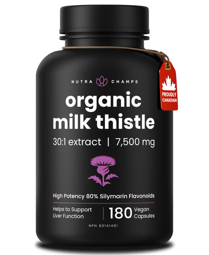 Milk Thistle Capsules – High Potency 30:1 Extract (7,500 mg Equivalent) with 80% Silymarin – Premium Liver Support Supplement for Healthy Flush & Detox – Vegan, Non-GMO – 180 Count 🍁 All In One Marketplace Canada