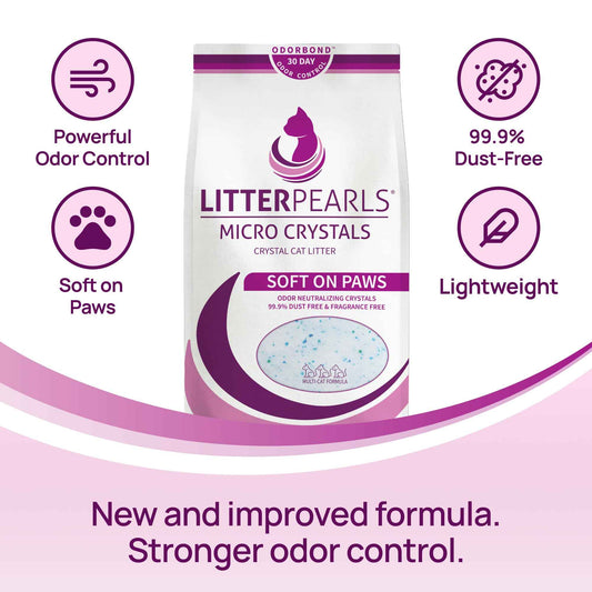 Litter Pearls Micro Crystals Unscented Non-Clumping Crystal Cat Litter with Odorbond, 7 lb, White, Clear and Blue Crystals (LPMC7) 🍁 All In One Marketplace Canada