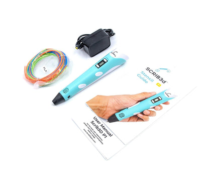 SCRIB3D P1 3D Printing Pen with Display - Includes 3D Pen, 3 Starter Colors of PLA Filament, Stencil Book + Project Guide, and Power Adapter 🍁 All In One Marketplace Canada