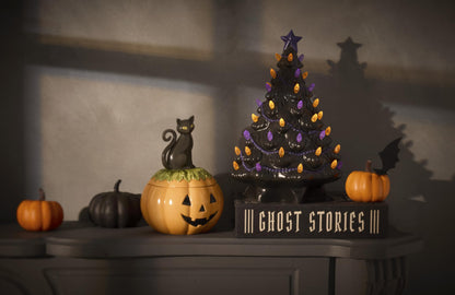 Lenox Treasured Traditions Black Light-Up Tree Halloween Christmas Figurine