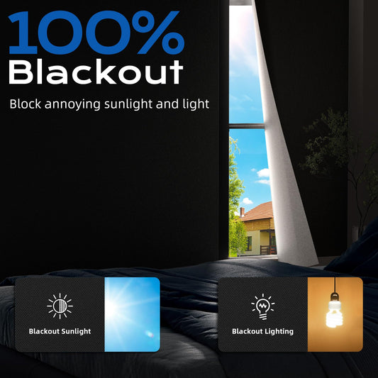 Blackout Curtains for Bedroom, 39" x 58" Portable Blackout Blinds with 20 Sets Hooks & Loops Strips for 100% Blackout Window Film, Temporary Blackout Shades for Windows Cover Nursery Travel RV- Black 🍁 All In One Marketplace Canada