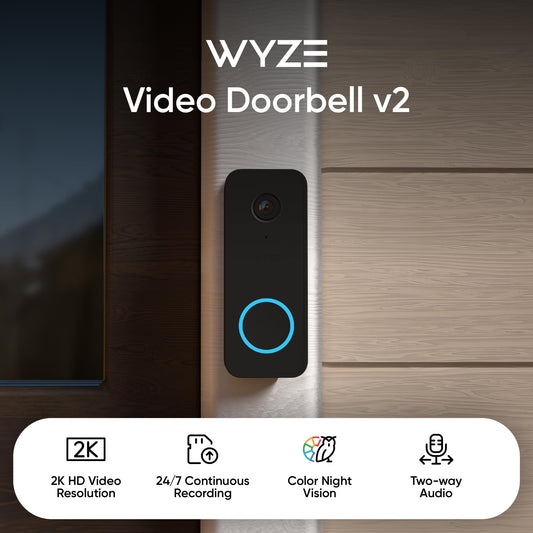 WYZE Wired Doorbell Camera v2(existing doorbell Wiring Required), 2K Security Video Doorbell, Color Night Vision, 2-Way Audio, Package Monitor, Works with Alexa & Google Assistant. Free Expert Setup 🍁 All In One Marketplace Canada