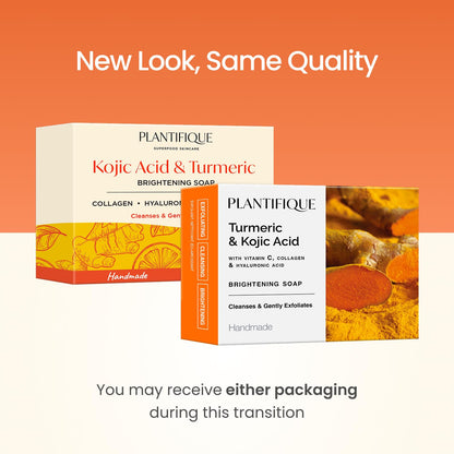 PLANTIFIQUE Turmeric & Kojic Acid Soap for Hyperpigmentation, Lab Tested - 4 Bars with Mesh Net - Face & Body Wash with Hyaluronic Acid, Collagen, Vitamin C - 320g / 11.28 oz 🍁 All In One Marketplace Canada