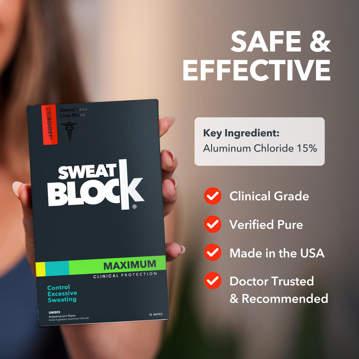 SweatBlock Clinical Strength Antiperspirant Wipes- Treat Hyperhidrosis & Excessive Sweating - Up to 7 Days Protection Per Wipe - 10 count - Unisex 🍁 All In One Marketplace Canada