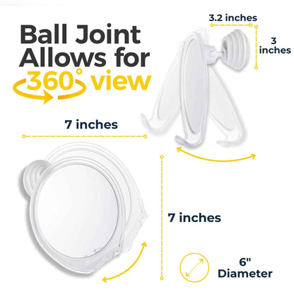 HONEYBULL Fogless Shower Mirror with Suction Mount & Swivel – Anti-Fog Acrylic Bathroom Mirror for Shaving – Built-in Razor Holder, Easy Install, Home Shower Accessory (White) 🍁 All In One Marketplace Canada