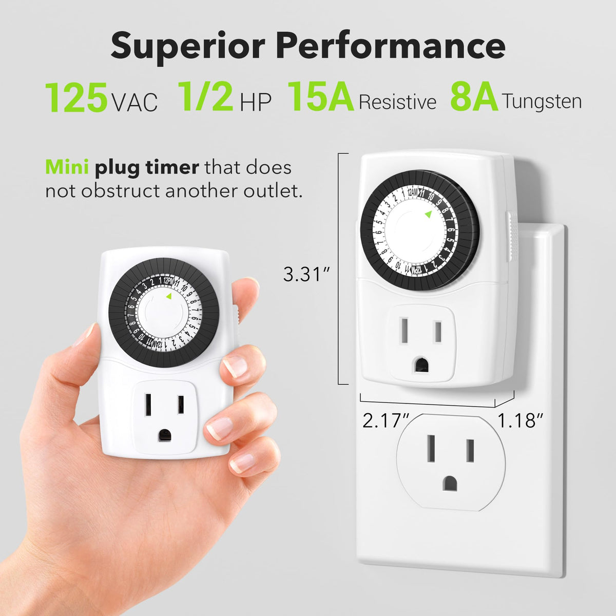 BN-LINK BND-60/U47 Indoor Mini 24-Hour Mechanical Outlet Timer, 3-Prong, 2-Pack 🍁 All In One Marketplace Canada