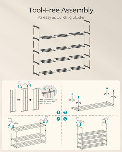 SONGMICS Shoe Rack, 4-Tier Shoe Organizer, Sturdy Storage Shelf, Upright or Upside Down, for 20-25 Pairs, Stackable, for Entryway, 30 x 92 x 75 cm, Black ULSA14BK 🍁 All In One Marketplace Canada