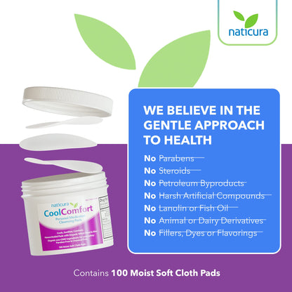 CoolComfort Personal Cleansing Pads with Organic Witch Hazel and Aloe Vera - All Natural and Fast Acting Wipes for Hemorrhoid Burning, Itching, Pain and Swelling - 100 Pads - No Parabens 🍁 All In One Marketplace Canada