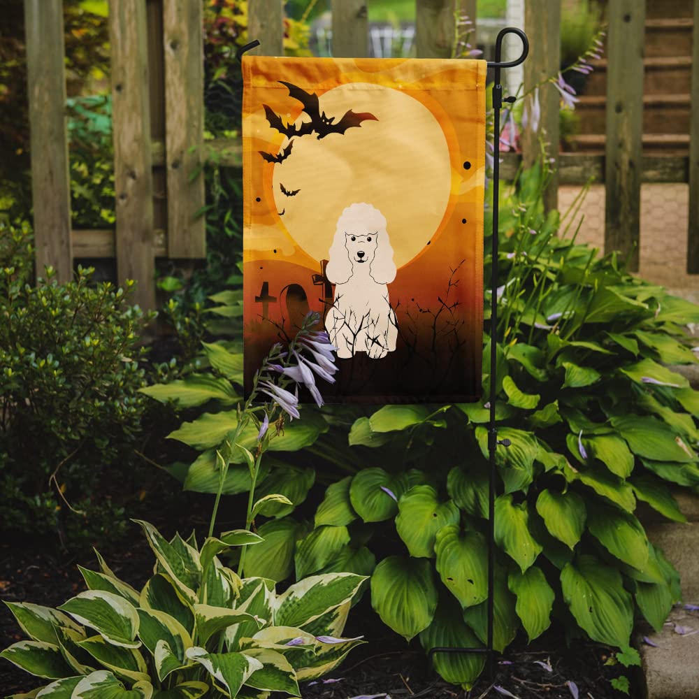 Caroline's Treasures BB4336GF Halloween Poodle White Flag Garden Size, Small, Multicolor