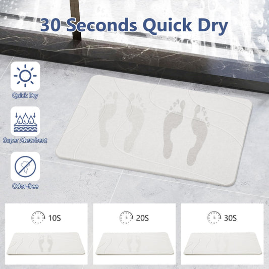 Ceecysaa 60 x 39cm Stone Bath Mat, Diatomaceous Earth Quick Dry Non Slip, White 🍁 All In One Marketplace Canada