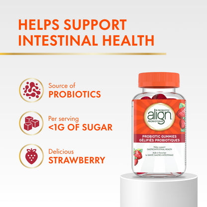Align Probiotic Gummies for Women & Men, Helps Support Gastrointestinal Health, Made With Naturally Sourced Fruit Flavors, Strawberry Flavour, 60 Gummies 🍁 All In One Marketplace Canada