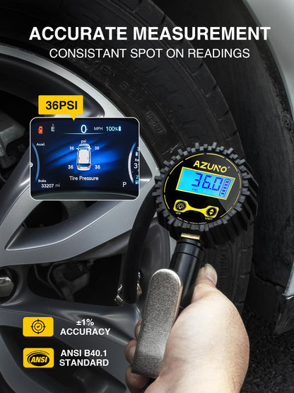 AZUNO Digital Tire Inflator with Pressure Gauge, 200 PSI, Heavy Duty Air Compressor Accessories, w/Rubber Hose Lock on Air Chuck and Quick Connect Coupler (Standard) 🍁 All In One Marketplace Canada