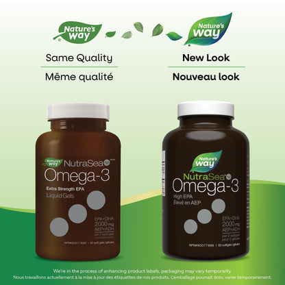 Nature's Way NutraSea HP Omega 3 Extra Strength Supplement with Fish Oil – Fresh Mint Flavour – Heart & Brain Support for Adults and Kids 9+ – 60 Softgels 🍁 All In One Marketplace Canada