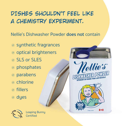 Nellie's Dishwasher Powder - 100 Load - Plant-Based Dishwasher Detergent - Septic Safe, Fragrance-Free - Easily Penetrates Grease & Food Particles - Phosphate-Free - (Made in Canada) 🍁 All In One Marketplace Canada