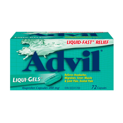 Advil Regular Strength Ibuprofen Pain Relief Liquid-Gels, Fast Acting Pain Relief for Migraine, Arthritis, Back, Neck, Joint, and Muscle Relief, 200mg (72 Count) 🍁 All In One Marketplace Canada