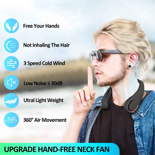 Portable Neck Fan, Personal Bladeless Neck Fans for Men, Upgraded Increase Air Volume & 4000mAh Battery, Ultra Quiet, 4-16 Hours Use Time Wearable Fan USB Rechargeable for Home Travel-Black 🍁 All In One Marketplace Canada