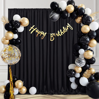 Black Backdrop Curtains 2 Panels 5ft x 8ft Polyester Photo Backdrop Drapes for Wedding Party Halloween Decorations