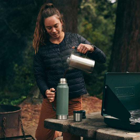Stanley Heritage Classic Vacuum Bottle with Handle 1.1 qt | Wide Mouth w/Leakproof Cup Lid | Keep Drinks Hot or Cold | Insulated Stainless Steel Thermal Bottle | BPA-Free | Hammertone Green 🍁 All In One Marketplace Canada