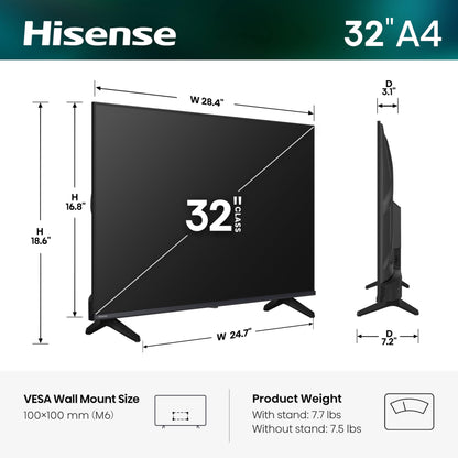 Hisense 32A4NV - 32" Smart Full Array HD VIDAA TV (2025 Model) 🍁 All In One Marketplace Canada