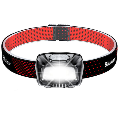 Blukar Headlamp Rechargeable, 2000L Super Bright LED Head Lamp Headlight with Red Warning Lights and 6 Modes, Motion Sensor Control, IPX5 Waterproof, Lightweight Flashlight for Running, Hiking etc. 🍁 All In One Marketplace Canada