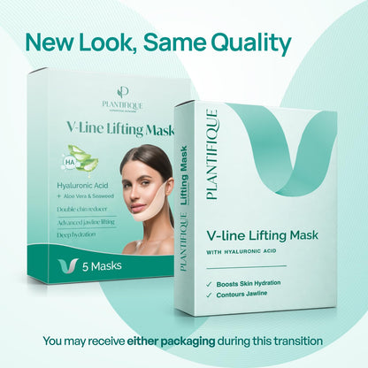 Plantifique V-Line Face Mask with Hyaluronic Acid, 5 Pack Chin Strap for Double Chin, V Line Lifting Masks - V Shape Face Tape, Jawline & Neck Mask for Skin Firming 🍁 All In One Marketplace Canada