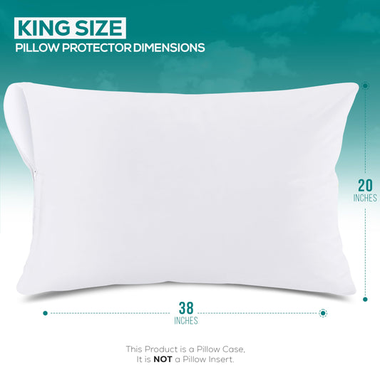 Utopia Bedding Waterproof Pillow Protectors Zippered King Size (2 Pack, White), Zippered Pillowcases, Bed Bug Proof Pillow Encasement Covers 20 x 38 Inches 🍁 All In One Marketplace Canada