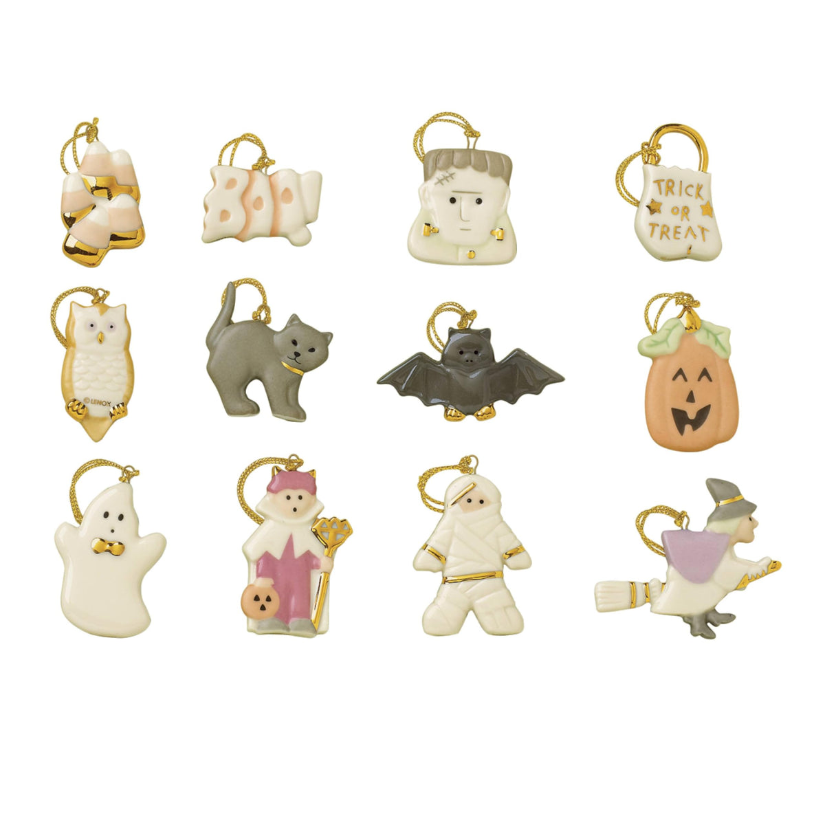 Lenox Trick or Treat 12-Piece Porcelain Halloween Hanging Ornament Set