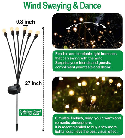 SIOTMERA 8 Count Solar Lights Outdoor Waterproof IPX5, Solar Garden Lights, Wind Swaying Firefly Lights, Solar Christmas Lights, for Yard Lawn Pathway Decoration Lighting,6LED WarmYellow 🍁 All In One Marketplace Canada