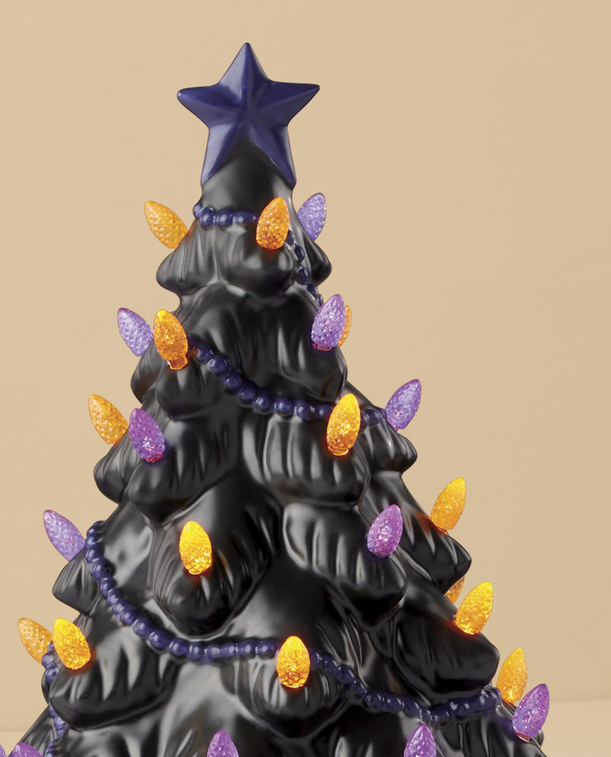Lenox Treasured Traditions Black Light-Up Tree Halloween Christmas Figurine