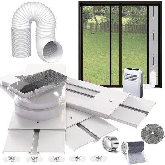 Gulrear 95"Sliding Door AC Vent Kit with Φ 5.1"Extendable Hose Filter Screen & Weather Stripping Universal 5.0/5.9 Inch Coupler for Sliding Glass/Window Portable AC Energy Saving Airtight Seal System 🍁 All In One Marketplace Canada