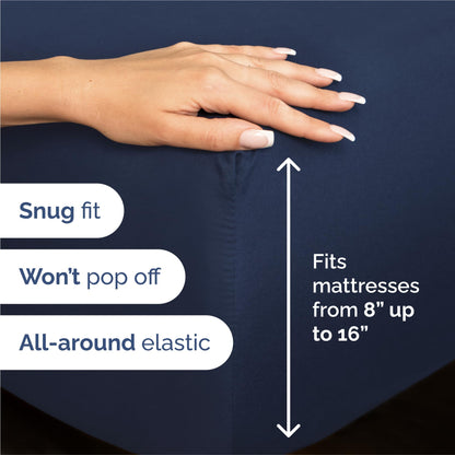 King Size 4 Piece Sheet Set - Comfy Breathable & Cooling Sheets - Hotel Luxury Bed Sheets for Women & Men - Deep Pockets, Easy-Fit, Extra Soft & Wrinkle Free Sheets - Navy Blue Oeko-Tex Bed Sheet Set 🍁 All In One Marketplace Canada