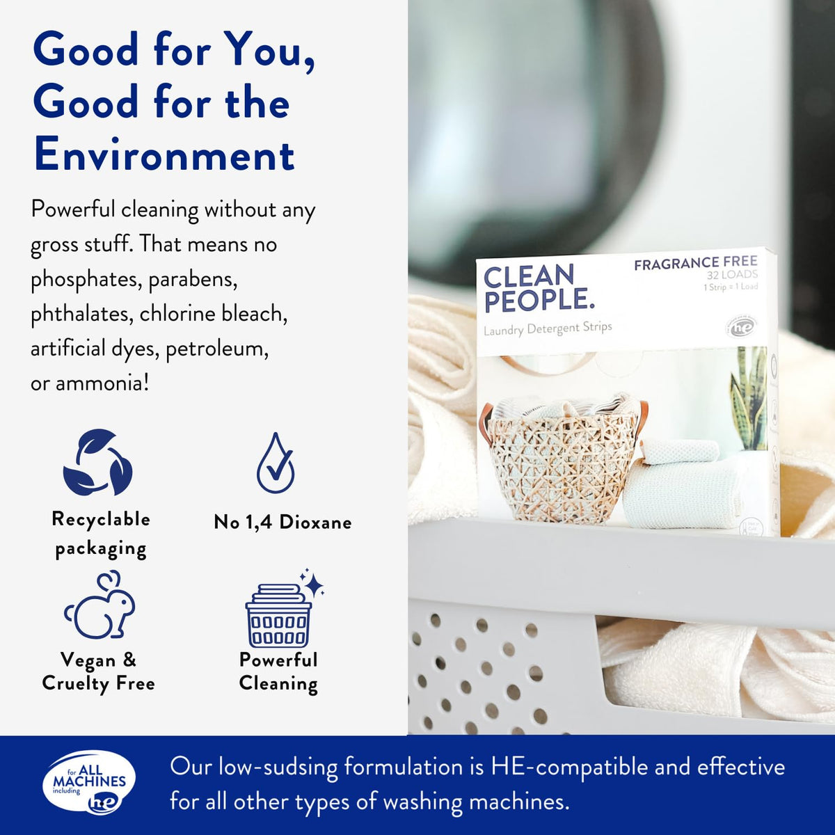 Clean People Laundry Detergent Sheets - Recyclable Packaging, Hypoallergenic, Stain Fighting - Ultra Concentrated, Laundry Soap - Fragrance Free, 96 Pack 🍁 All In One Marketplace Canada
